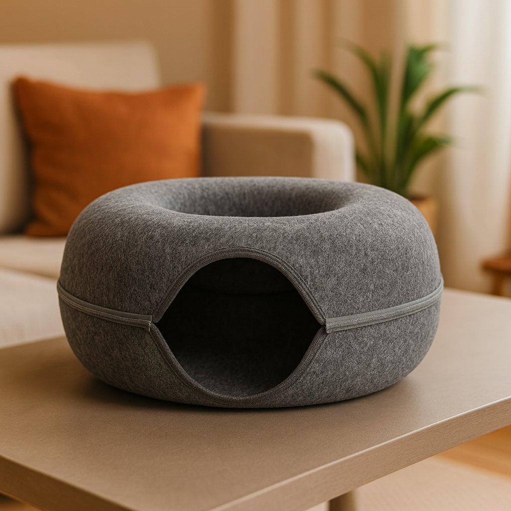 StayPurr Hideaway Tunnel Bed in Dark Gray