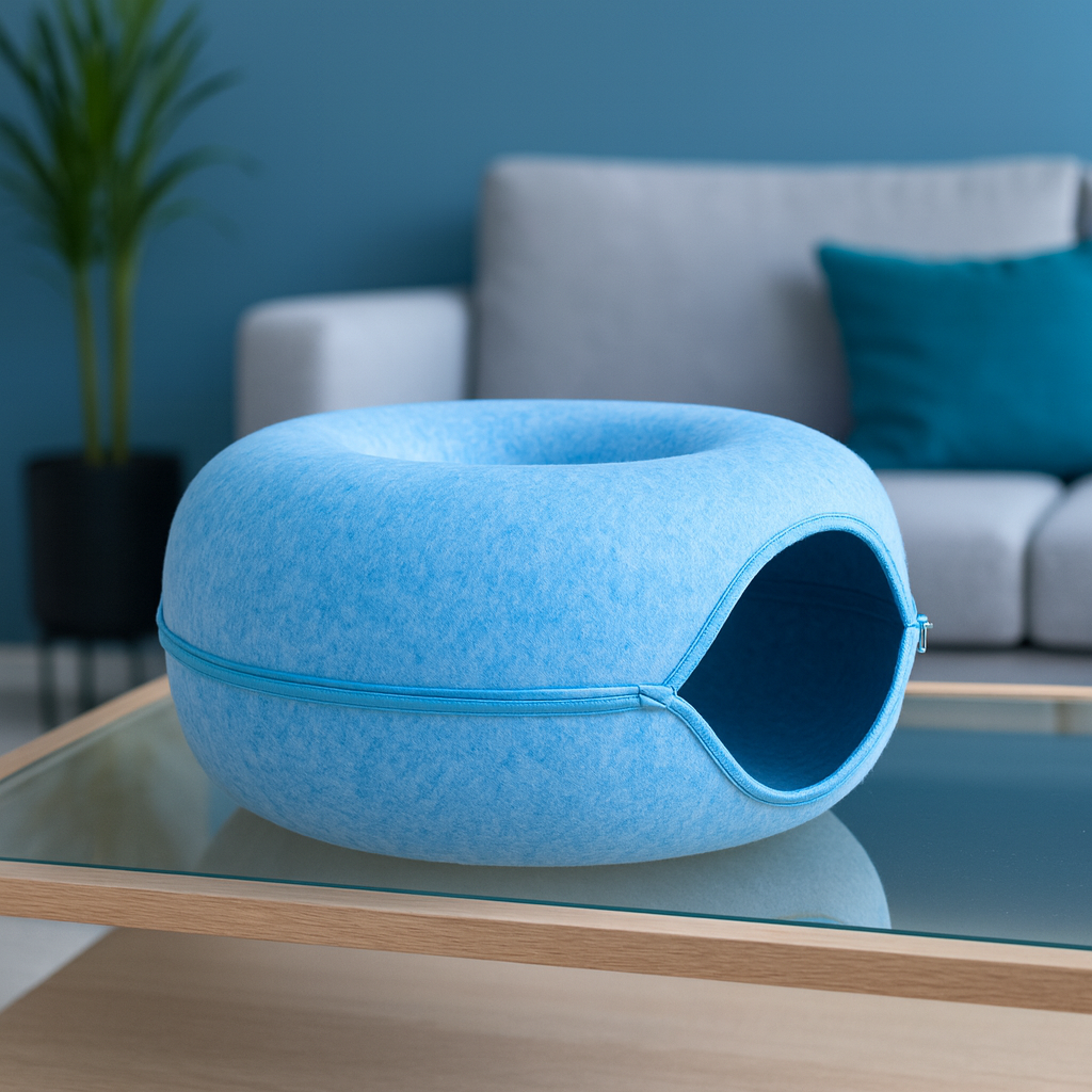StayPurr Hideaway Tunnel Bed in Blue